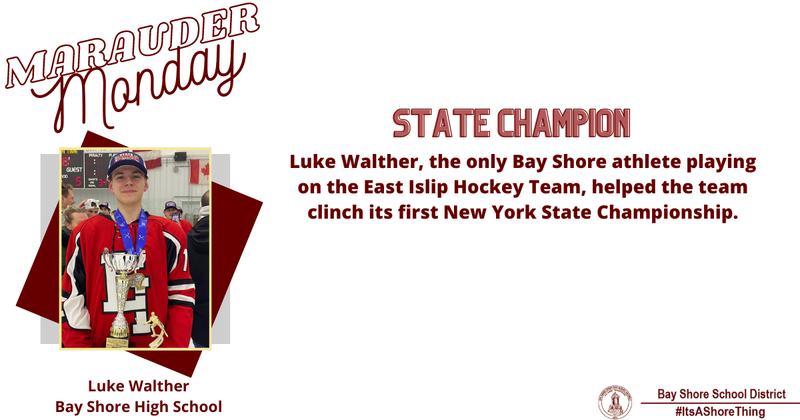 It's Marauder Monday! This week we are recognizing ֱ High School student, Luke Walter, the only ֱ athlete playing on the East Islip Hockey Team. 