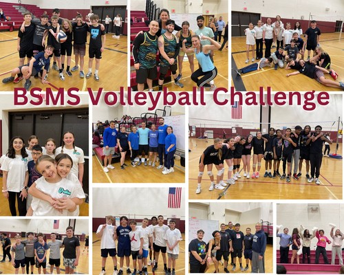 Middle School students and staff participated in a Volleyball Challenge.