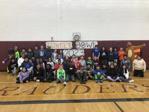 Middle School students participated in a Turkey Bowl.