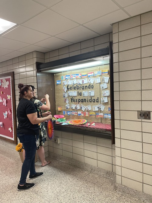Middle School teachers created a window display.