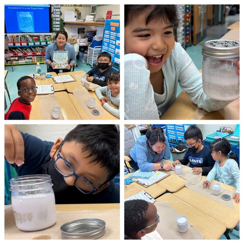 Brook Avenue students created snowstorms in mason jars.