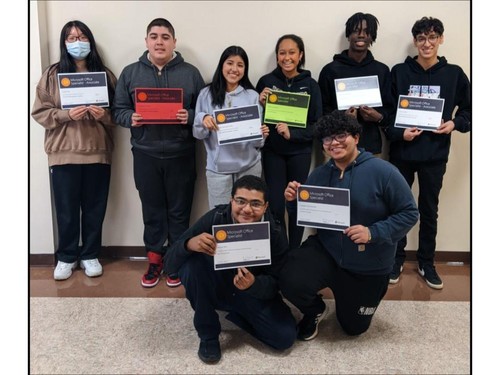 High School students earned Microsoft Certifications.