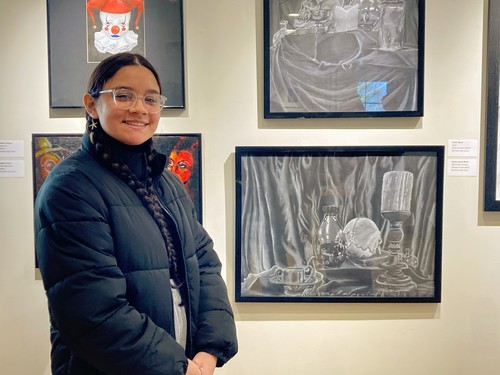 High School students' artwork was selected for an art exhibit.