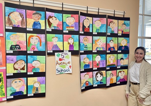 Fifth Avenue students' artwork is on display at the ֱ Brightwaters Public Library.