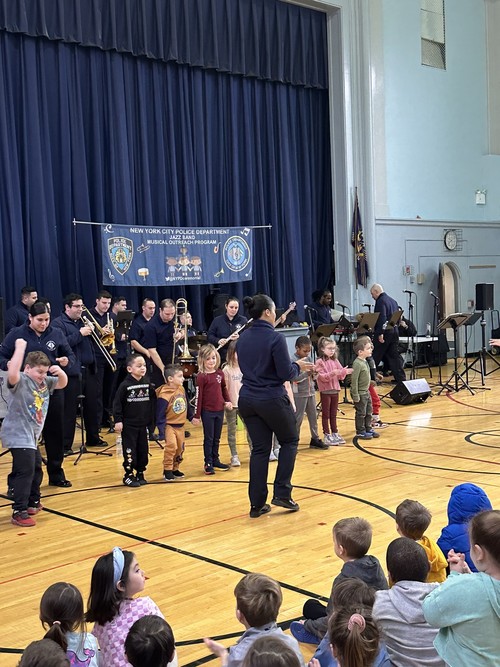 Fifth Avenue students saw a performance from the NYPD Jazz Band.