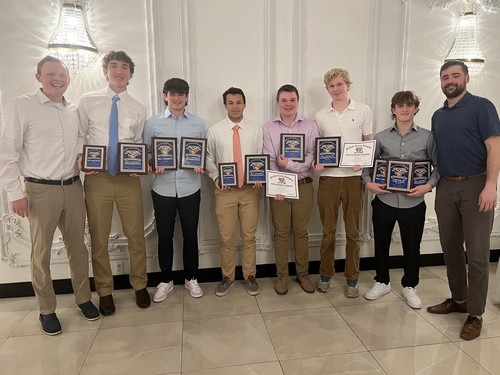 Boys Volleyball players were recognized at an awards dinner.