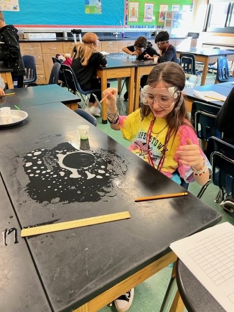 Middle School students completed a bubble lab.