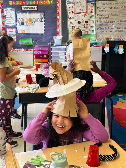 Mary G. Clarkson students created hats.