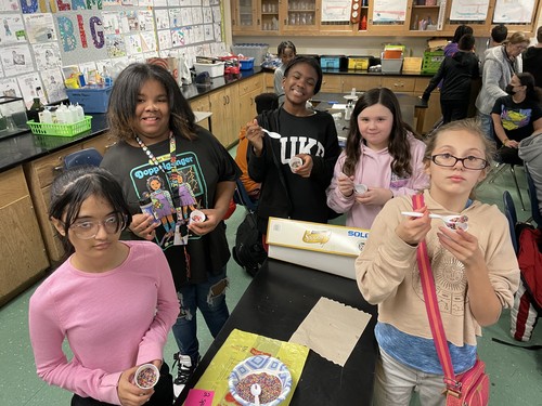 Middle School students made their own ice cream.
