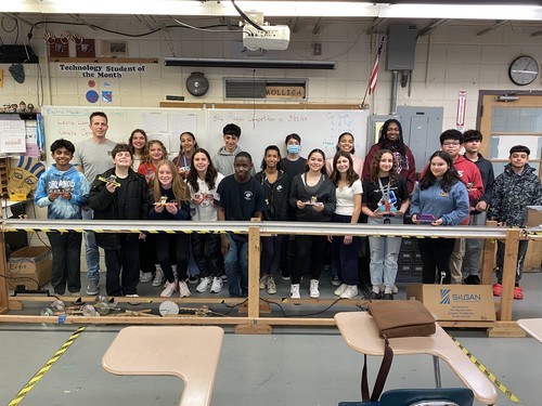Middle School students competed in a maglev competition.