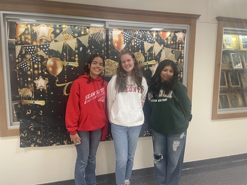High School students wore shirts from the colleges they will attend.