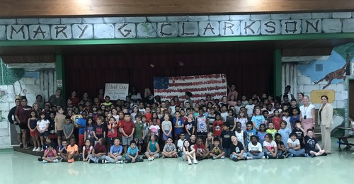 Mary G. Clarkson students worked together to create an American flag mural.