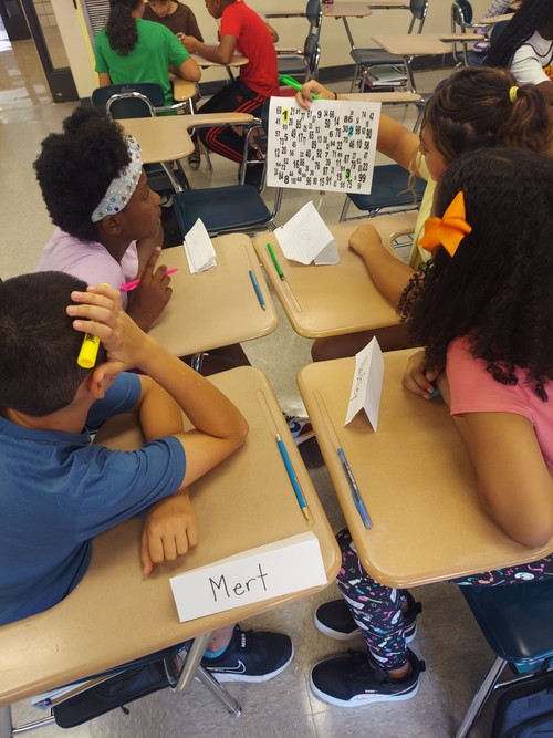 Middle School students practiced collaboration skills during a math lesson.