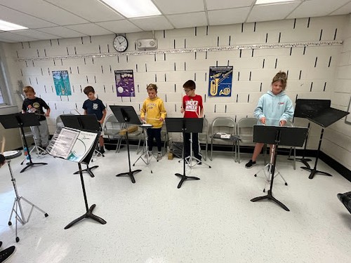 South Country students participated in a drum lesson.